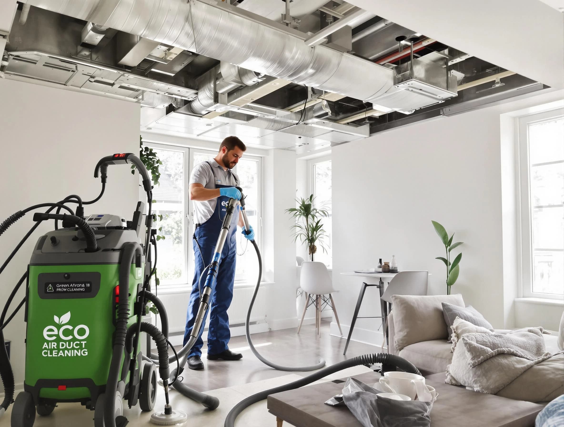 Provo Air Duct Cleaning technician performing eco-friendly duct cleaning using sustainable methods in Provo
