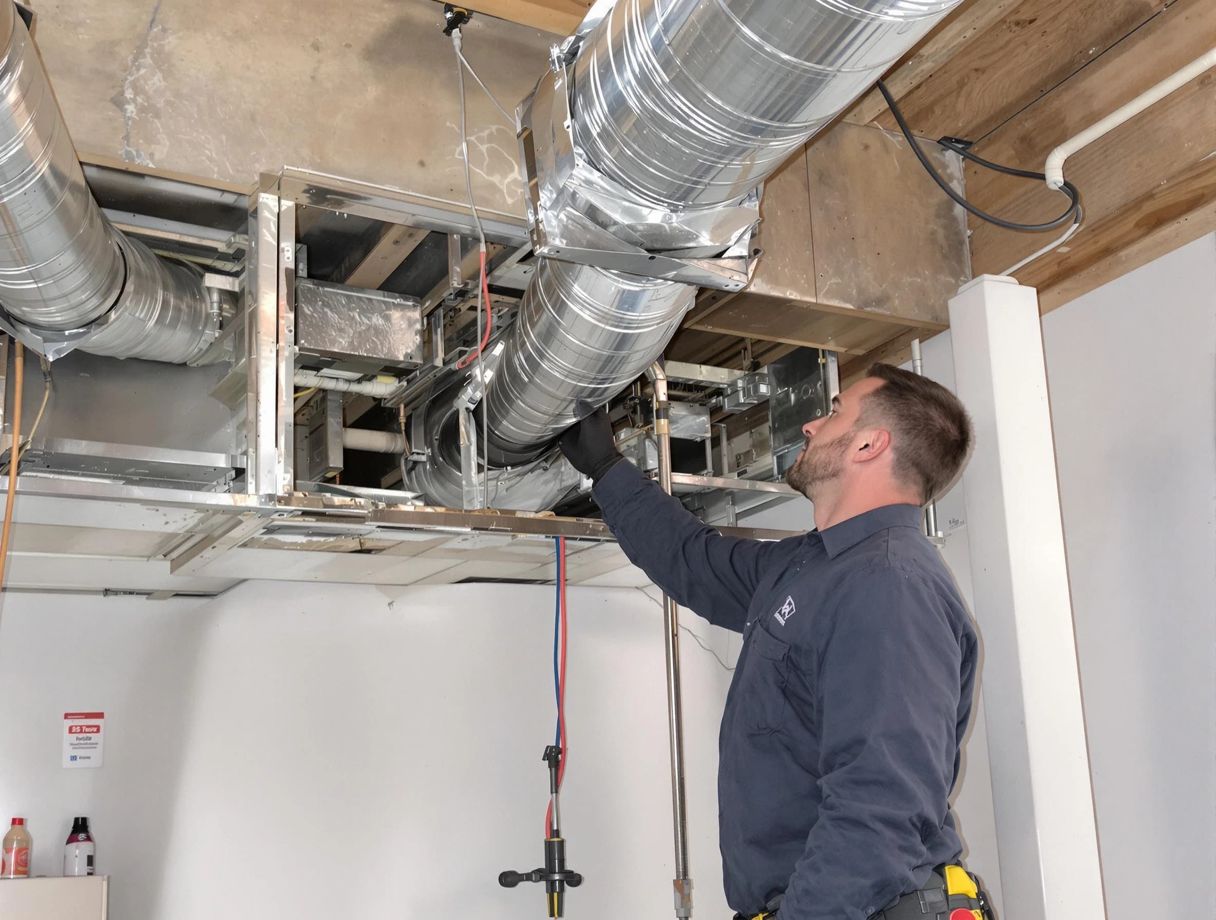 Provo Air Duct Cleaning technician performing professional air duct repair using specialized tools in Provo