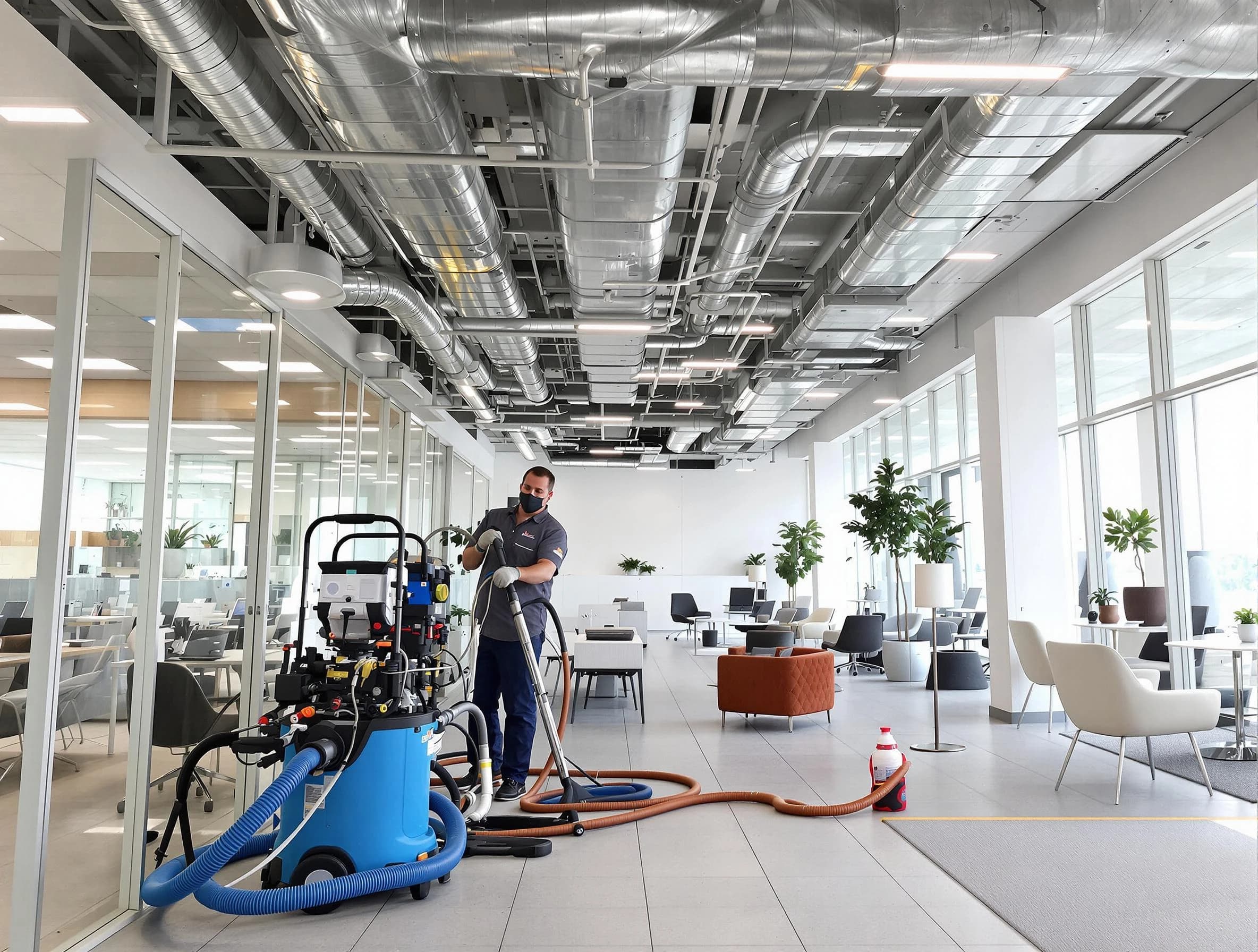 Provo Air Duct Cleaning team conducting comprehensive commercial duct cleaning at a business location in Provo