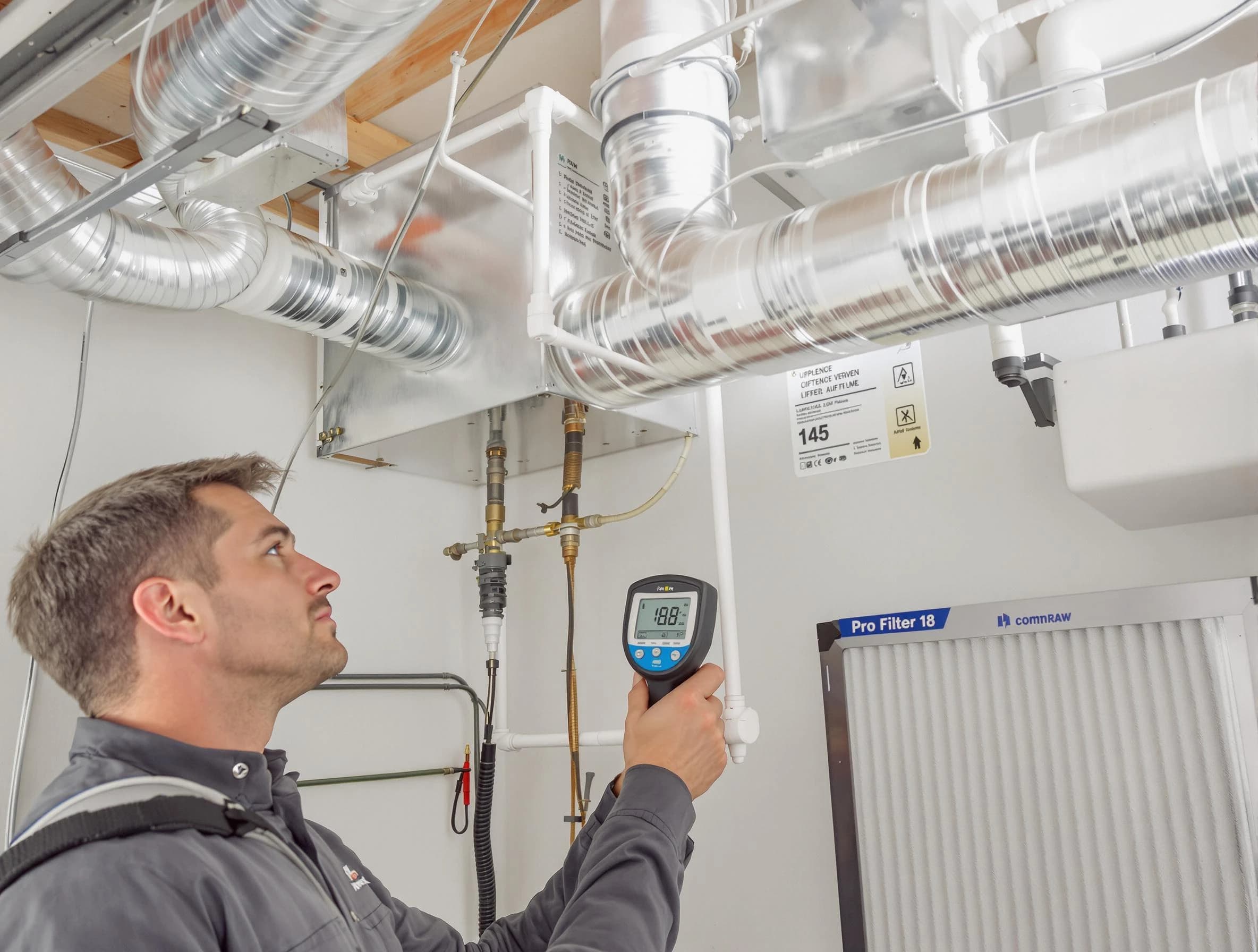 Provo Air Duct Cleaning expert conducting detailed filter system inspection using diagnostic tools in Provo