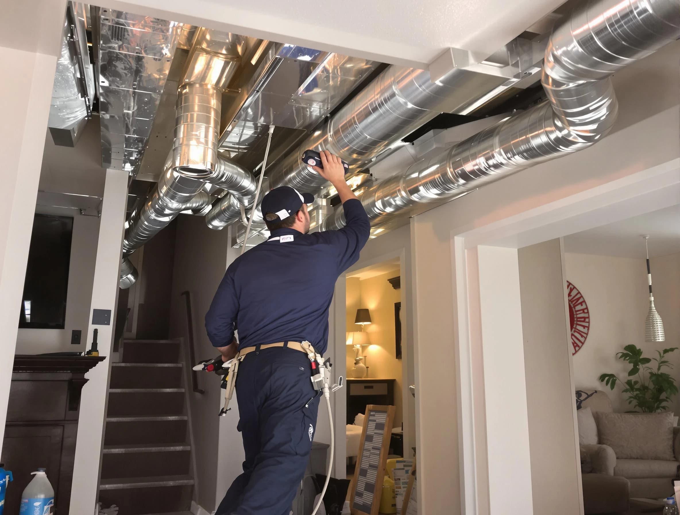 Provo Air Duct Cleaning expert performing specialized duct cleaning in a mobile home in Provo